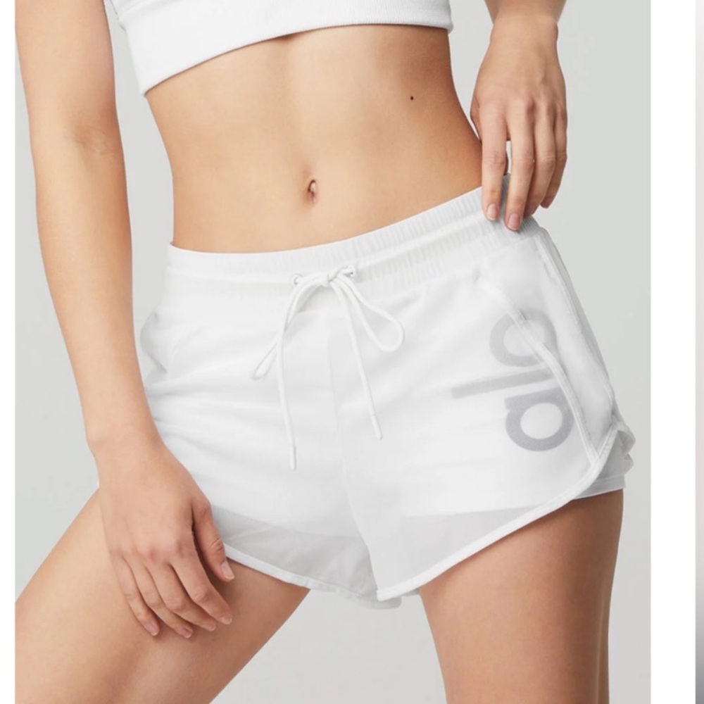 adidas White Women's High-Rise Drawstring Shorts